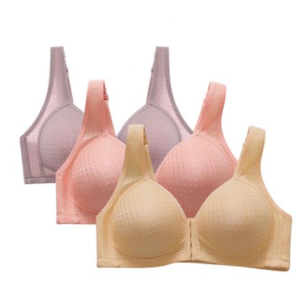 

Spdoo Seamless Snap Front T-Shirt Bras for Women 3 Pack Purple/Pink/Beige 42