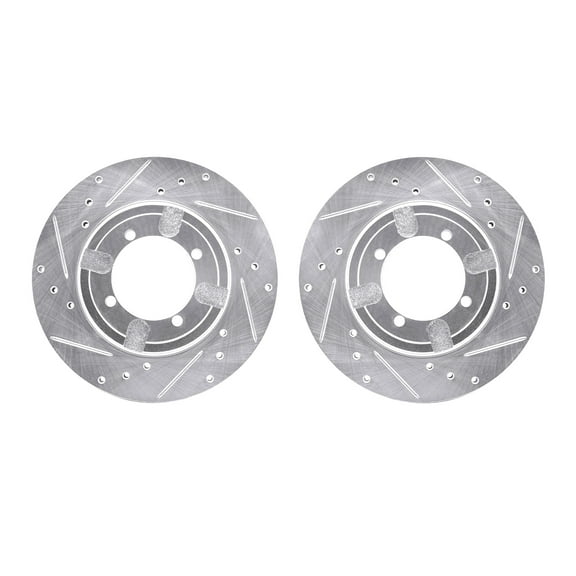 Dynamic Friction Company Front Brake Rotors-Drilled and Slotted-Silver 7002-72008