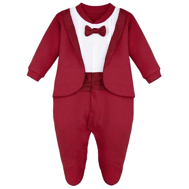 Pajarita de esmoquin para bebé niño, color lila, 9 m, roja
