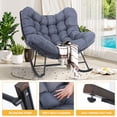 thumbnail image 4 of DEXYTUS Extra-Large Papasan Rocking Chair with Cushioned and Plush Padding for Bedroom, Gray, 4 of 5