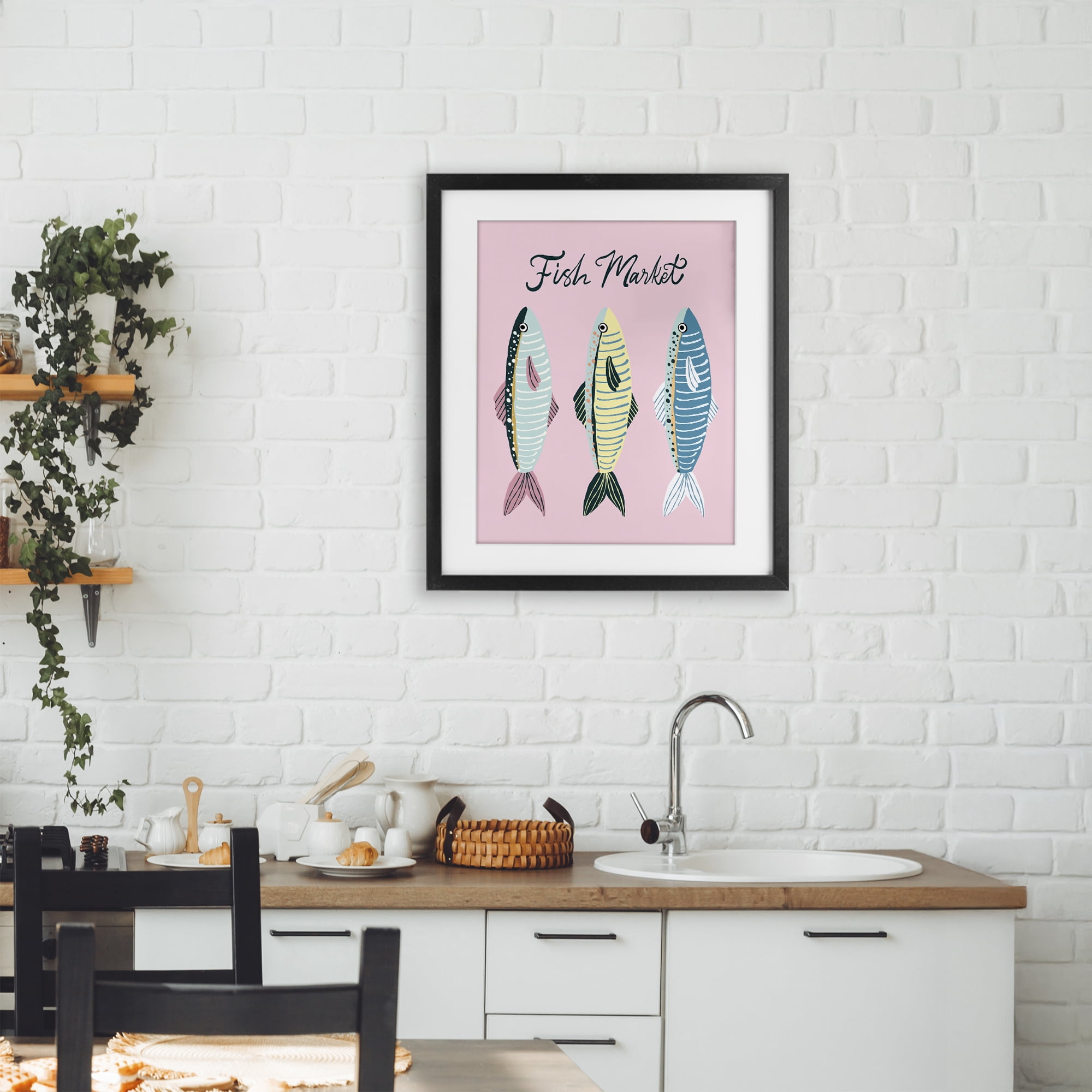 Stupell Industries Quirky Coastal Fish Market Black Framed Print Under Glass, design by Hey Bre! Creative Studio