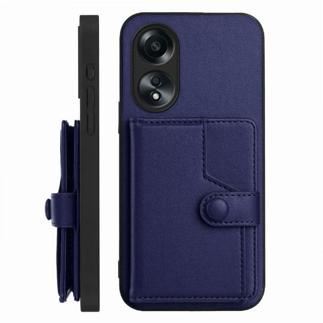 FOXDOCK Case for OPPO A58 4G RFID-Blocking Card Holder - Stylish Button Closure Design