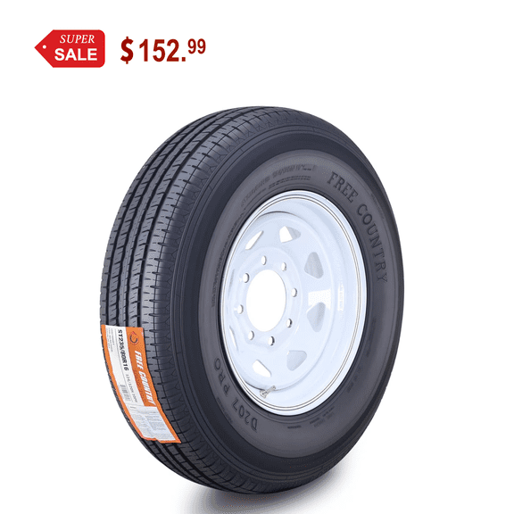 Free Country Trailer Tire Wheel Assembly ST235/80R16 10-Ply E 124M 8 Lug on 6.5" PCD White Spoke Rim