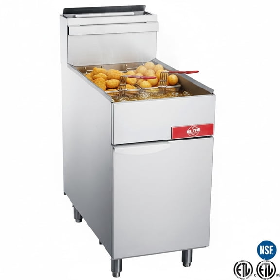 50 lb Commercial Natural Gas Deep Fryer, High-Volume Stainless Steel Restaurant Fryer with 120,000 BTU,NSF
