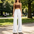 thumbnail image 5 of cocolona Womens High Waist Corduroy Dress Pants Elastic Waist Straight Wide Leg Business Casual Work Pants with Pockets, 5 of 5