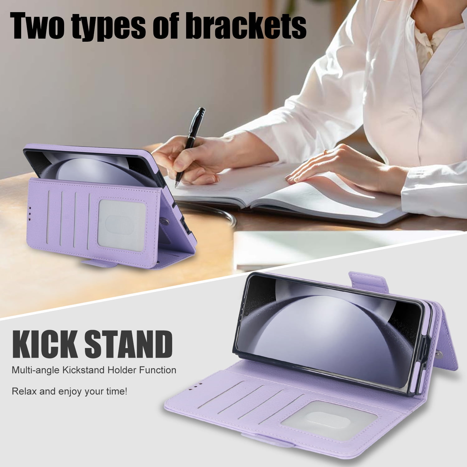 Wallet Case for Samsung Galaxy Z Fold 7 with S-Pen Holder and Credit Card Slots, Premium PU Leather RFID Blocking Magnetic Closure Flip Phone Case Cover for Samsung Galaxy Z Fold 7, Purple