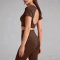 thumbnail image 5 of Aofany Workout Sets for Women 2 Piece Tracksuit Set Athletic Yoga Outfits Stretchy Yoga Workout Set Comfortable Gym Leggings And Short Sleeve Top Set, 5 of 5