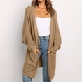 thumbnail image 1 of CHUANK Womens Patchwork Cardigan Long Sleeve Open Front Knit Sweaters Coat Pockets Yellow M, 1 of 4