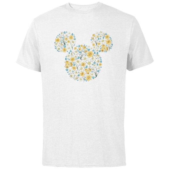Disney Mickey Mouse March Birth Month Birthstone & Flowers - Short Sleeve Cotton T-Shirt for Adults - Customized-White