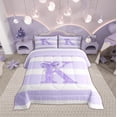 thumbnail image 3 of Homewish Bowknot Glitter K Bedding Comforter Set, Chic Initial Letter Twin Comforter Sets, Modern Fashion Bedding Set, Luxury Bedroom Decor,2-Piece, 3 of 9