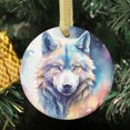 thumbnail image 2 of Cool Pastel Watercolor Wolf Animal Abstract Wolves Animals Colorful Design Novelty Glossy Ceramic Christmas Ornament Xmas Holiday Tree Gift Decor, 2 of 3