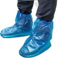 thumbnail image 2 of 10 Pairs Shoe Covers Boot Covers Plastic Disposable Waterproof Shoe Covers for Men and Women Rain Outdoor Indoors Overshoes (Blue), 2 of 9