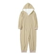 thumbnail image 6 of ZHOGXU Family Matching Pajamas Long Sleeve Solid Color Zipper Hooded Jumpsuits Comfortable Soft Holiday Festive Sleepwear Child-Beige 4-5 Years, 6 of 7