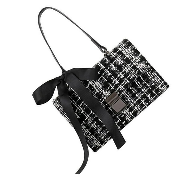 ELAYARD 1Pcs Ladies Shoulder Bag Black Woolen Cloth Organizing Simple Design for Women Going Out