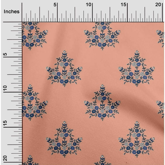oneOone Organic Cotton Voile Fabric Leaves & Floral Block Decor Fabric Printed BTY 42 Inch Wide
