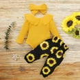thumbnail image 3 of Kayannuo Baby Girl Clothes Long Sleeve Fall Winter Newborn Baby Girl Clothes Infant Outfits Ruffle Sleeve Romper Bodysuit Floral Pants Toddler Girl Outfits,Yellow, 3 of 9