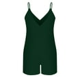 thumbnail image 5 of ABATAB Womens Romper Ribbed Sleeveless V Neck Spaghetti Strap Jumpsuit Backless Wide Leg Overalls with Pockets, 5 of 6