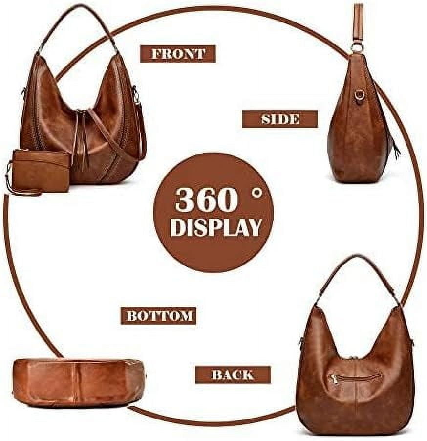 Gladdon Hobo purses for Women Large Crossbody Bags Boho Satchel Bags with Tassel Ladies Leather Handbags with Strap 2PC