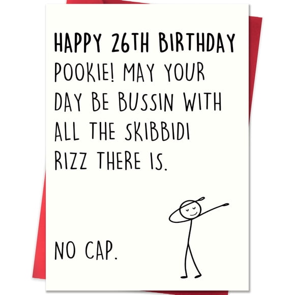 Tarjeta de cumpleaños Smithtuy 26.º con diseño divertido de jerga Gen Z