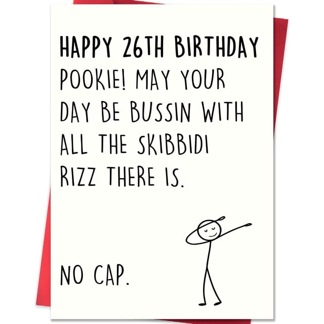 Tarjeta de cumpleaños Smithtuy 26.º con diseño divertido de jerga Gen Z
