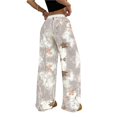 thumbnail image 4 of Pantalones harem informales elásticos de pierna ancha con cintura y estampado de camuflaje de hoja de arce for mujer, 4 of 5