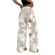 thumbnail image 4 of Pantalones harem informales elásticos de pierna ancha con cintura y estampado de camuflaje de hoja de arce for mujer, 4 of 5