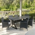 thumbnail image 3 of GDF Studio Swainson Outdoor Wicker and Aluminum 7 Piece Dining Set with Cushions, Gray, Black, and Light Gray, 3 of 13