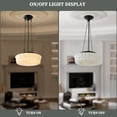thumbnail image 4 of Large Glass Pendant Light, Vintage Flower Embossed Pattern Schoolhouse hanging Light Fixture, 4 of 9