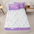 thumbnail image 4 of Manfei Glowing Stars Zipper Full Size Comforter Sets with Fitted Sheet and 2 Pillowcases,Dreamy Purple Gradient Zipper Bedding Set,Colorful Stars Reversible,4pcs, 4 of 8