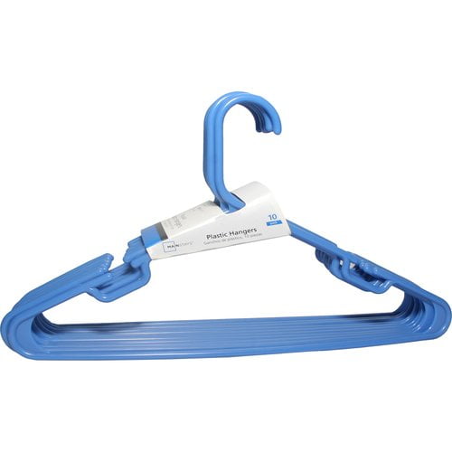 Mainstays Blue Plastic Hangers, 10 Count