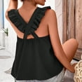 thumbnail image 5 of Posijego Women's Summer Ruffle Tank Tops Cross Back Beach Casual Tanks Summer Loose Sleeveless Shirt, 5 of 5