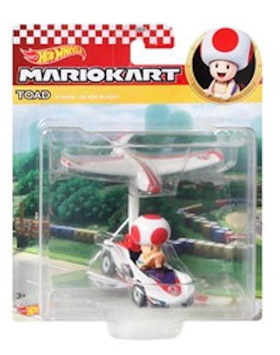 Hot Wheels Mario Kart Character Gliders Set, Bowser, Light-Blue Yoshi, Mario, Toad, 4 Pack GVD30-956M