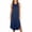 Navy, variant on Asxite Womens Pajamas Casual Sleeveless Crew Neck Solid Pocket Side Slit Midi Sleep Dress