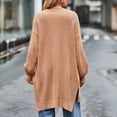 thumbnail image 6 of ICHUANYI Womens Trendy Soft Casual Solid Knit Sweater Open Front Long Sleeve Side Slit Long Cardigans Fall Winter Outwear Coat, 6 of 6
