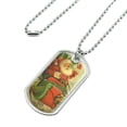 thumbnail image 2 of Christmas Holiday Retro Antique Santa Sleigh Military Dog Tag Pendant Necklace with Chain, 2 of 5