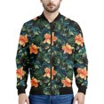 thumbnail image 3 of Chaqueta con estampado de flores hawaianas para hombre, sudaderas con estampado 3D de plantas coloridas, mangas largas, abrigos con cremallera para primavera y otoño, 3 of 5
