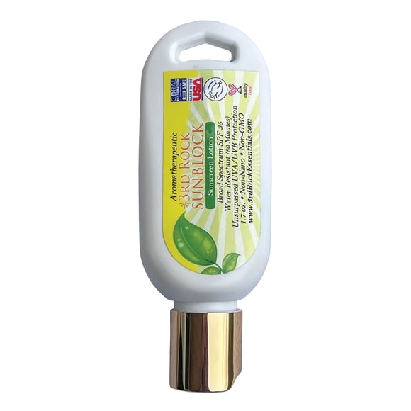 Esenciales del 3er Rock | Bloqueador solar tamaño viaje Loción protectora solar SPF 35+ | Protector solar sin perfume de zinc orgánico natural de tamaño de viaje para protección solar | Cuidado person
