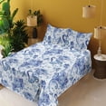 thumbnail image 2 of Ambesonne Paisley Fitted & Flat Sheet with Sham 3 Pcs Set, Oriental Floral Boho Motifs, Twin, Dark Lavender Soft Blue, 2 of 5