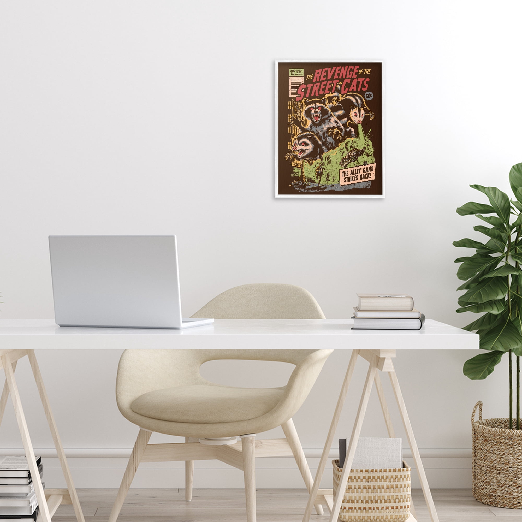 Stupell Industries Revenge Of Street Cats White Framed Giclee Art, design by EduEly Designs