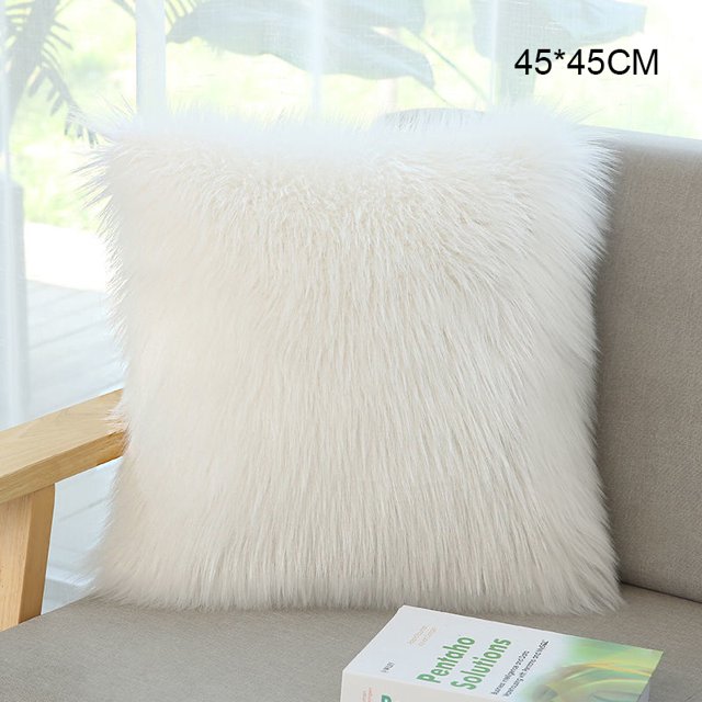 Decorative Fluffy Pillow Covers Luxury Series Merino Style Fur Throw