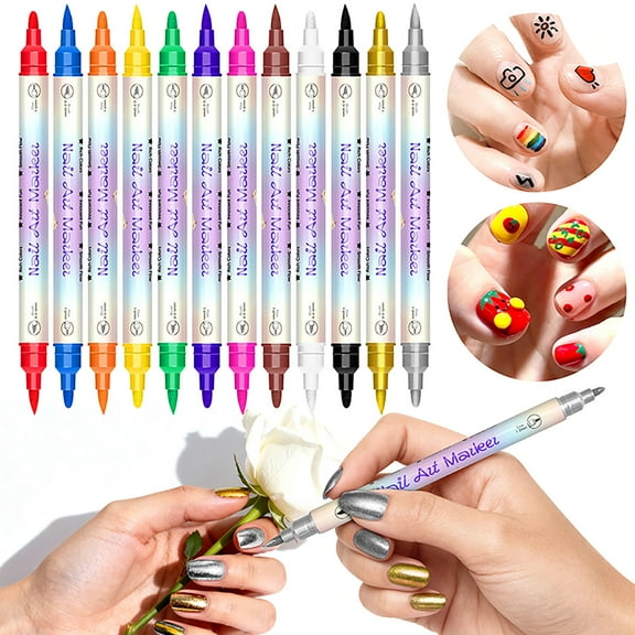 Nail Arts Pens Set for Painting Nails 2026 New 12 Colors Gel Nail Arts Markers Diy Nail Arts Tools for Dotting Drawing Painting Point Liner fits Adult Kids
