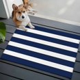 thumbnail image 3 of 2x3 Ft Entryway Area Rug, Navy Blue Stripe Kitchen Rug Runner Washable Floor Mat, Modern Simple Geometric White Striped Non Slip Indoor Door Mat Throw Carpet for Bathroom Living Room Bedroom, 3 of 8