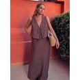 thumbnail image 5 of HH TRAF Conjunto elegante de 2 piezas para mujer, con escote en V, sin mangas, con cordones, chaleco corto, cintura alta, faldas plisadas con cordón en forma de A, 5 of 5