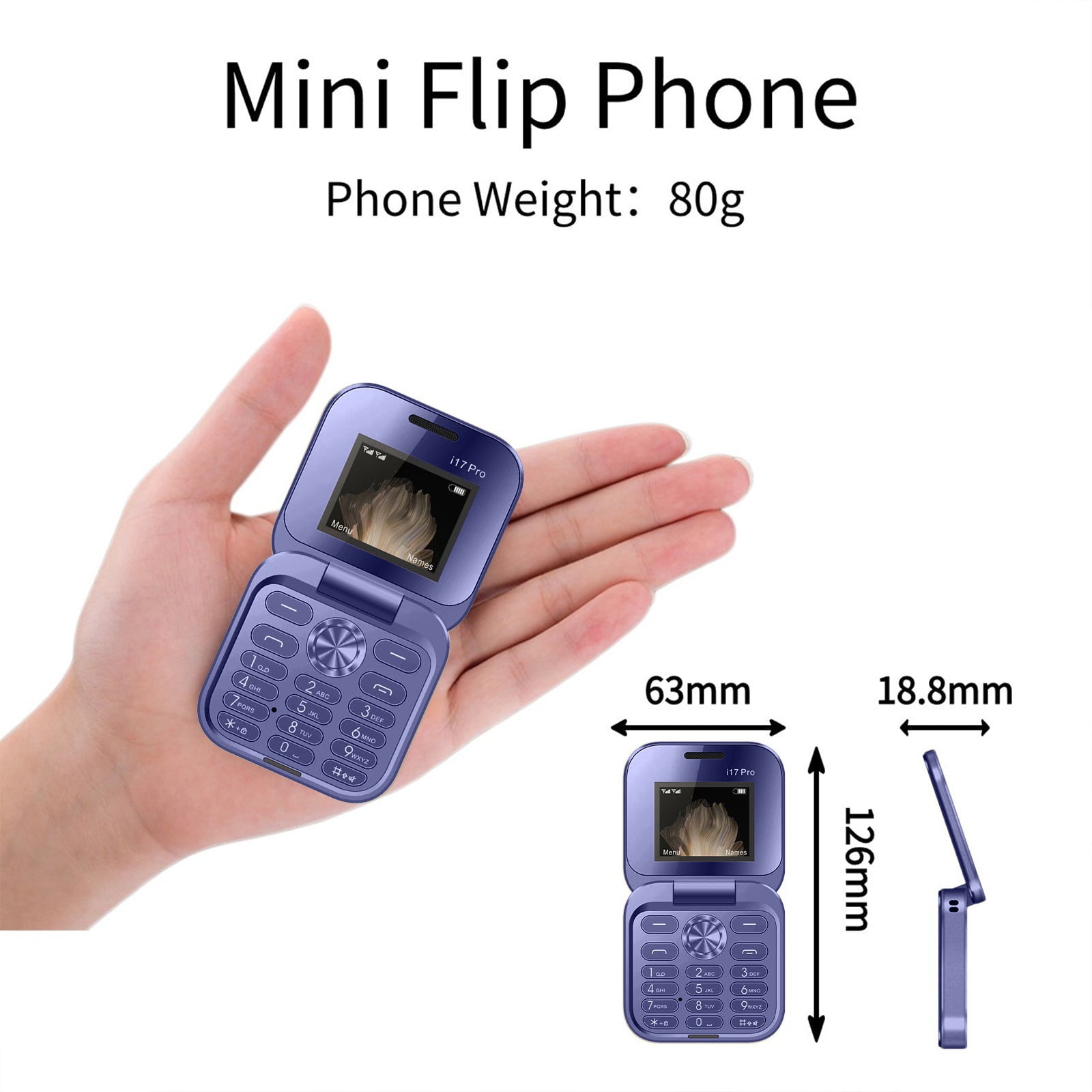 i17 PRO Mini Flip Mobile Phone, Foldable Cell Phone with FM Radio i17 PRO Mini Flip Mobile Phone, Foldable Cell Phone with FM Radio