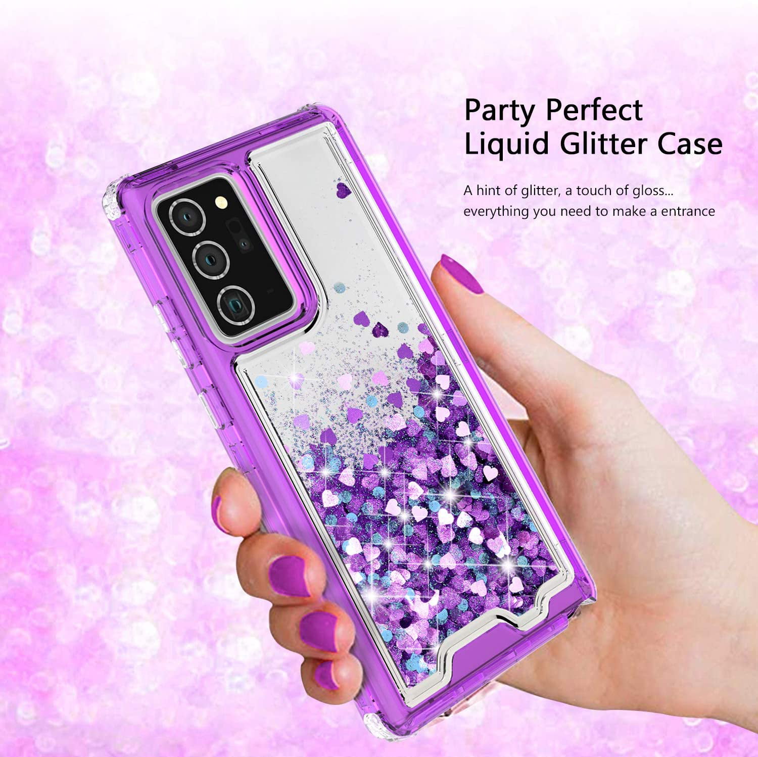 YmhxcY Galaxy Note 20 Ultra Case - 3 Layer Drop Protection, Shockproof  Silicone & Clear Cover - Transparent Purple