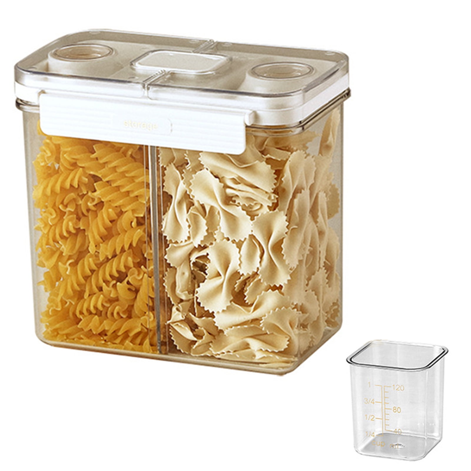 MR.Siga 2 Pack Airtight Cereal Dispenser Set, Plastic Cereal Containers  Storage Dispenser, BPA Free, 1.3 L / 1.37qt, Medium, White