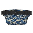 thumbnail image 3 of Fuzoiu Japanese Water Wave Print Unisex Square Double Layer Waist Bag,Crossbody Fanny Pack Travel Workout Accessory, 3 of 9