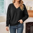 thumbnail image 2 of Arlun V-Neck Sweaters for Women Soft Long Sleeve Versatile Knitted Sweater Casual Loose Fit Solid Color Drop Shoulder Pullover Tops Autumn and Winter Going out Clothes GY2 XL, 2 of 5
