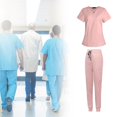 thumbnail image 1 of Conjunto de uniforme médico para mujer Perfecl ropa de trabajo de enfermera rosado XS, 1 of 8