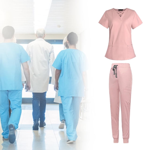 Conjunto de uniforme médico para mujer Perfecl ropa de trabajo de enfermera rosado XS
